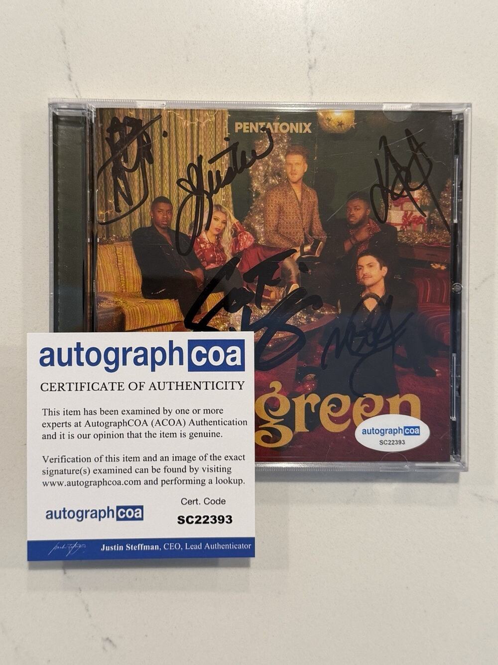 PENTATONIX SIGNED EVERGREEN CD Auto AUTOGRAPHED COA ACOA #7